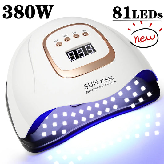 LED Nail Lamp 380W for Gel Nails Fast Curing Dryer with 81 LEDS 4 Timers Professional UV Light for Home Salon Nail Art Tools